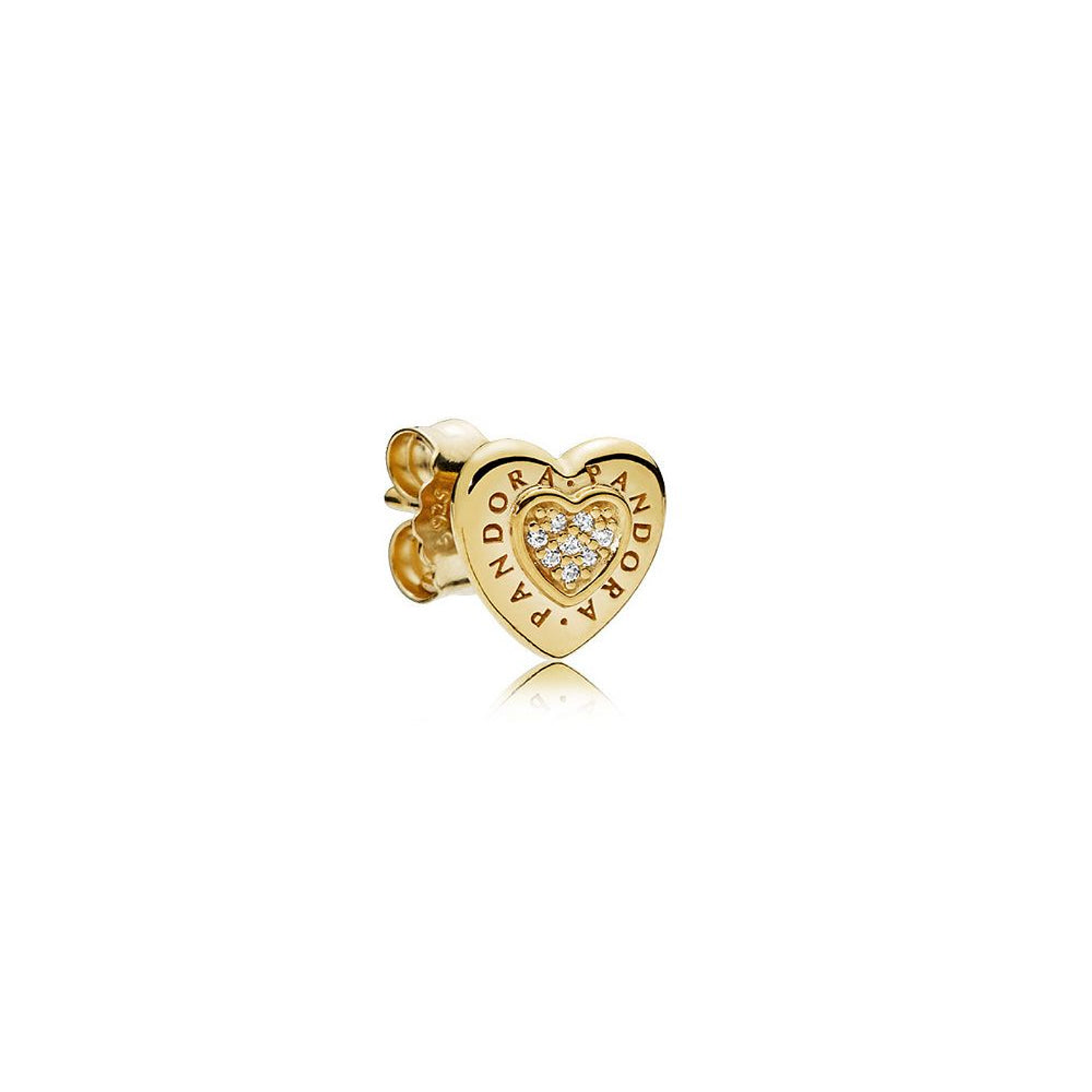 Aretes Pendientes Pandora Corazon Dorado Genuino con Circonitas 267382CZ Plata 925 3