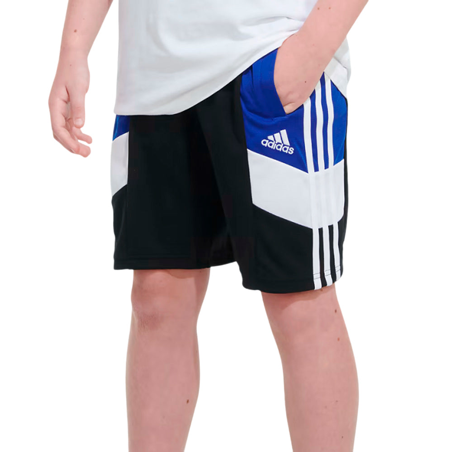 Short Adidas Original GB8939 Corto con Bloques de Color Negro y Azul Para Niños Talla M 4