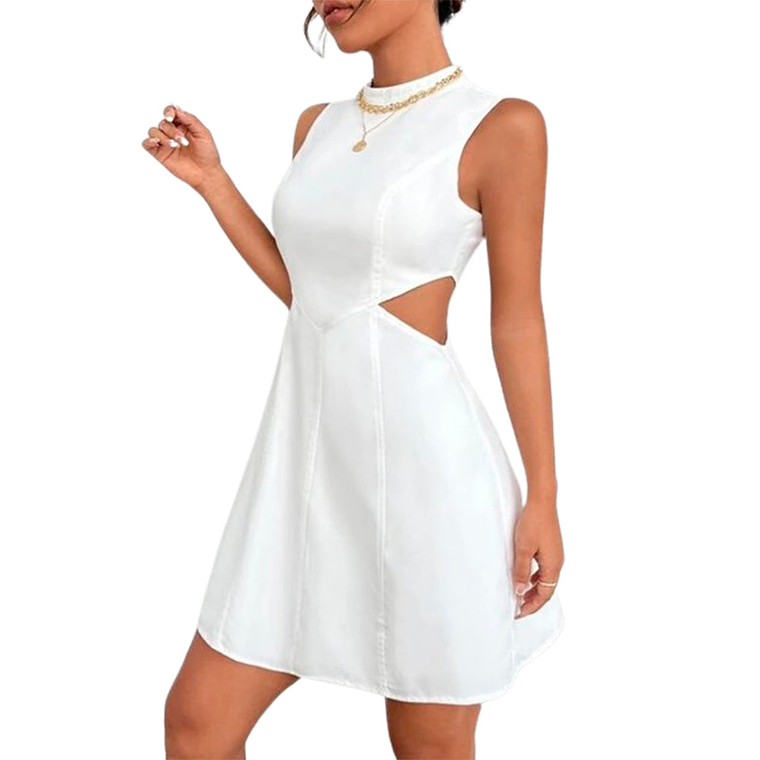 Vestido sin mangas Shein Ezwear Color Blanco con abertura lateral Talla S 3