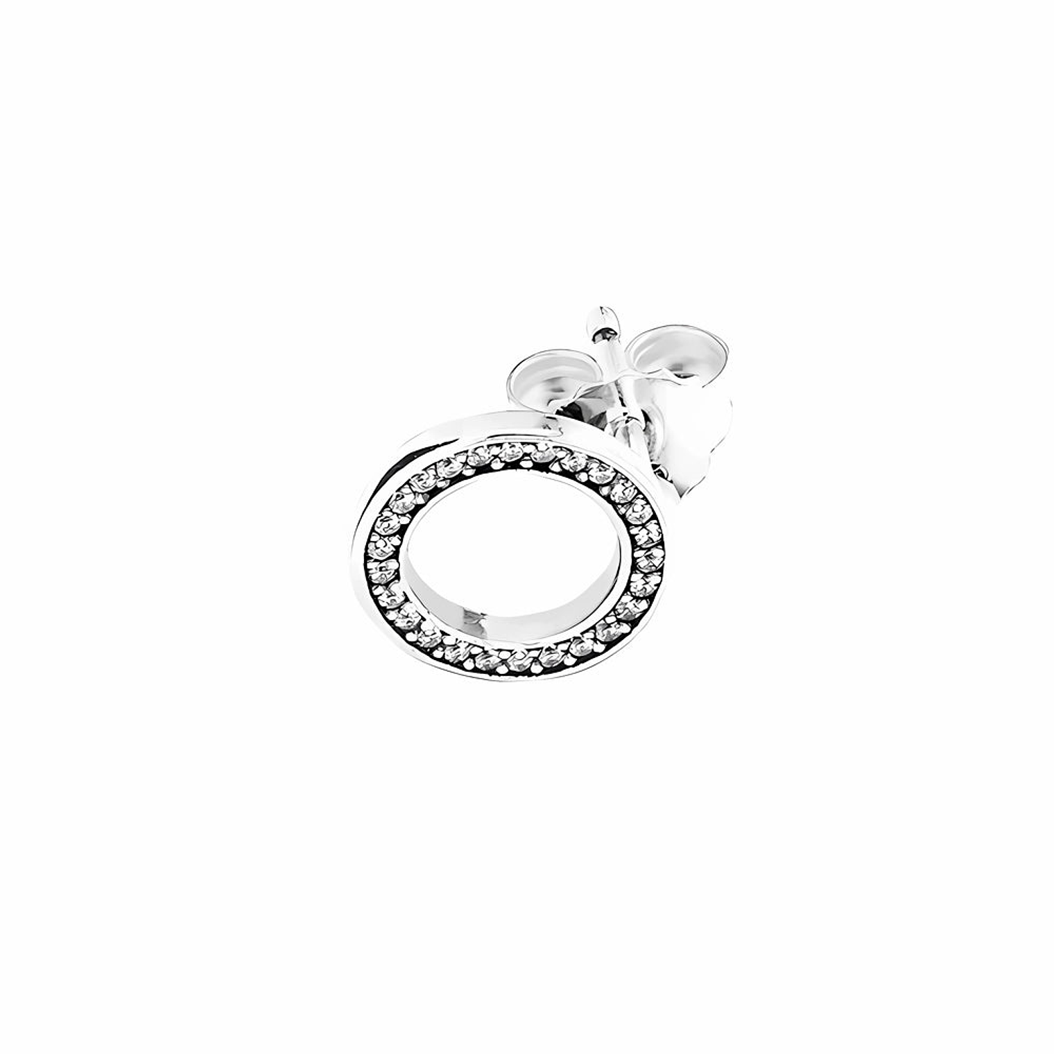 Aretes Pendientes Pandora Tipo Topo Circulo de Circonitas 290585CZ Plata 925 4