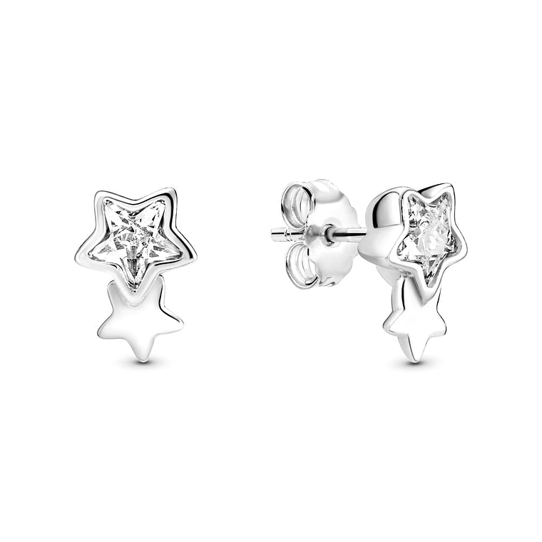 Aretes Pendientes Pandora Tipo Topo Estrellas Gemelas 290598CZ Plata 925 1