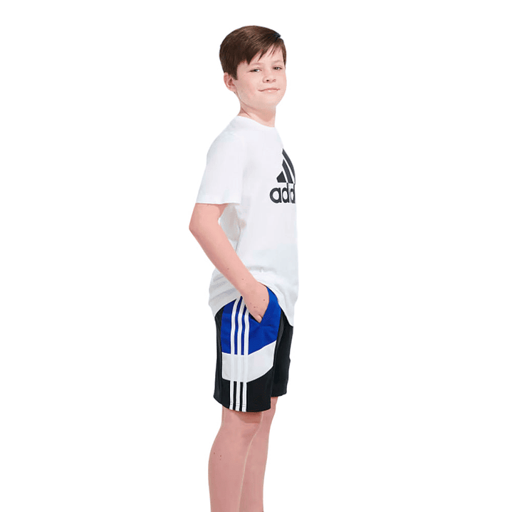 Short Adidas Original GB8939 Corto con Bloques de Color Negro y Azul Para Niños Talla M 5