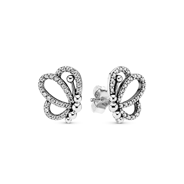 Aretes Pendientes Pandora Contorno de Mariposa Circonita Cubica 297912CZ Plata 925 1