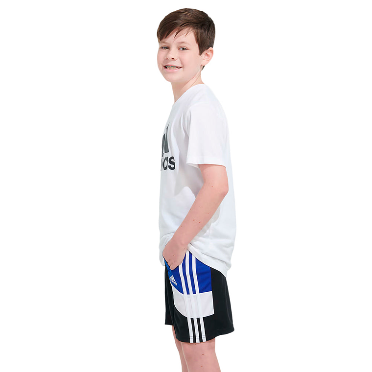 Short Adidas Original GB8939 Corto con Bloques de Color Negro y Azul Para Niños Talla M 6
