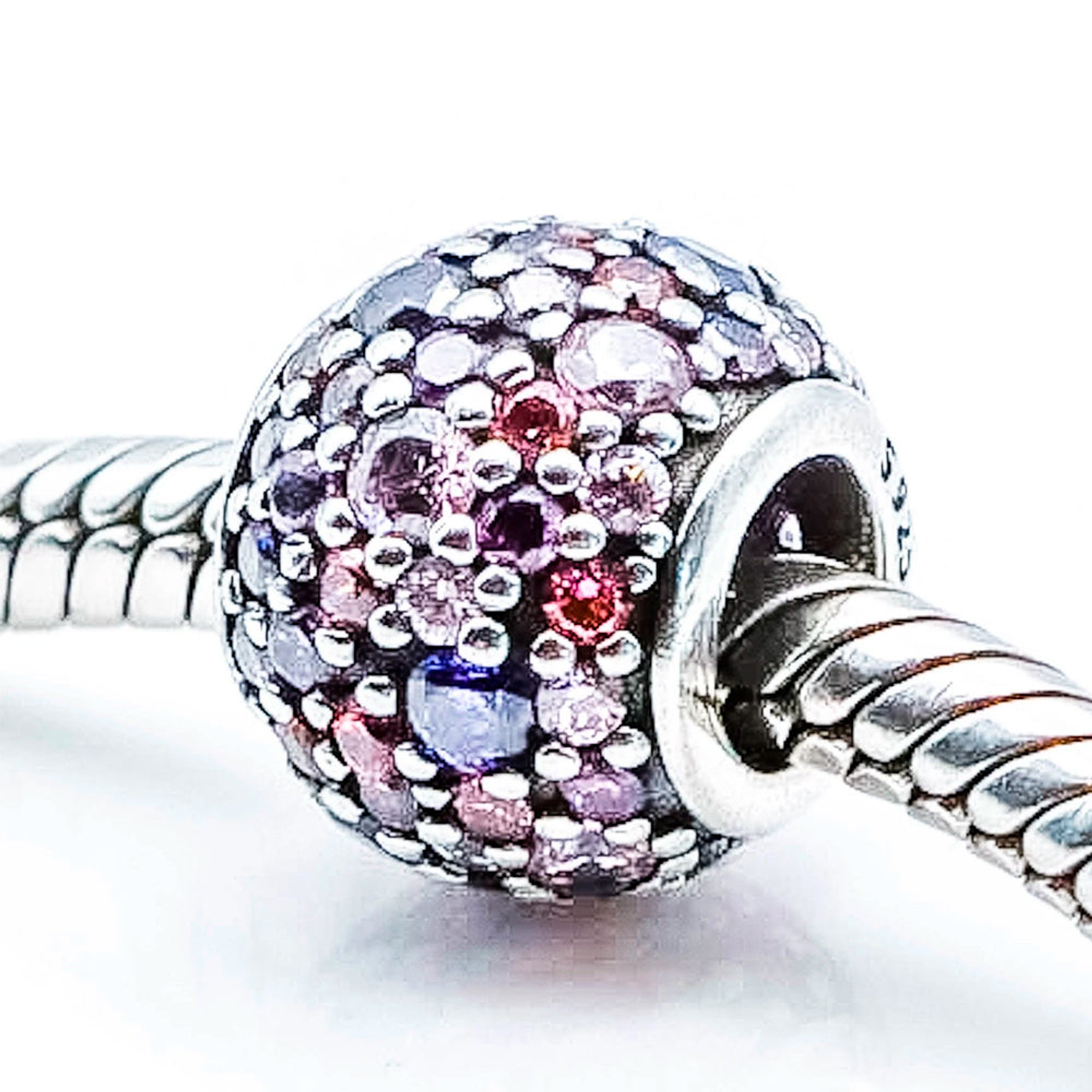 Charm Dije Pandora Original para Mujer 791261ACZMX Pave Ball Piedras Purpuras Plata s925 2