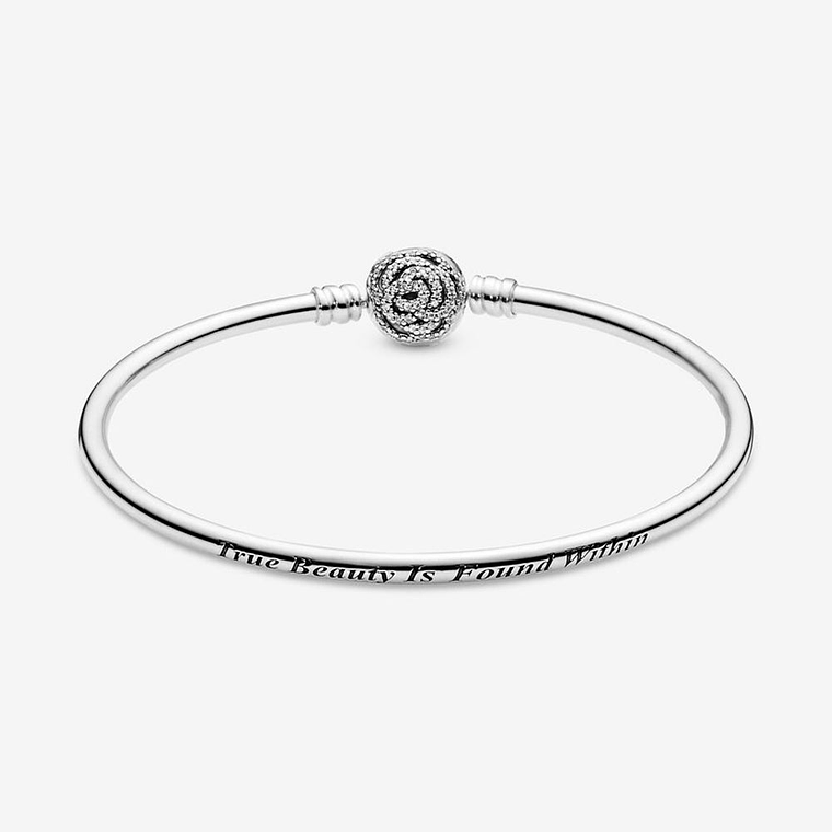 Pulsera Brazalete Pandora con Diseño Disney La Bella y La Bestia 590748CZ Plata 925 Talla 18cm 2