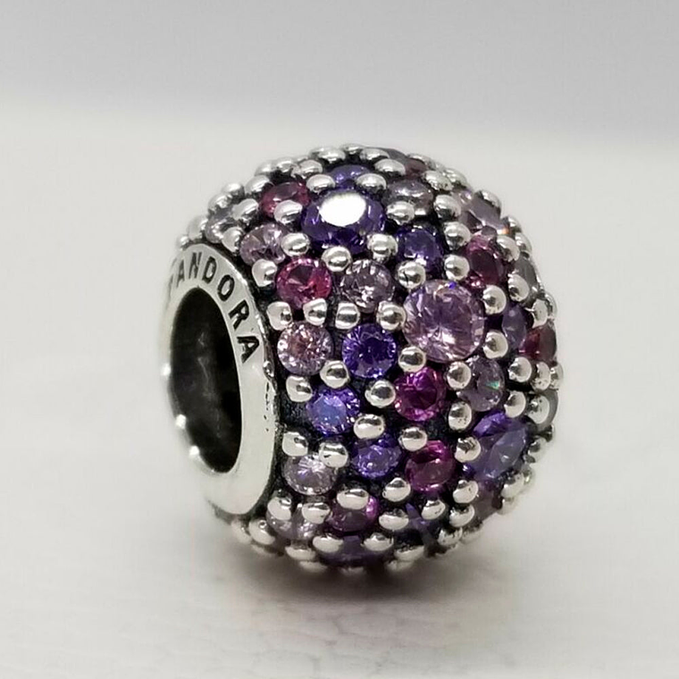 Charm Dije Pandora Original para Mujer 791261ACZMX Pave Ball Piedras Purpuras Plata s925 3