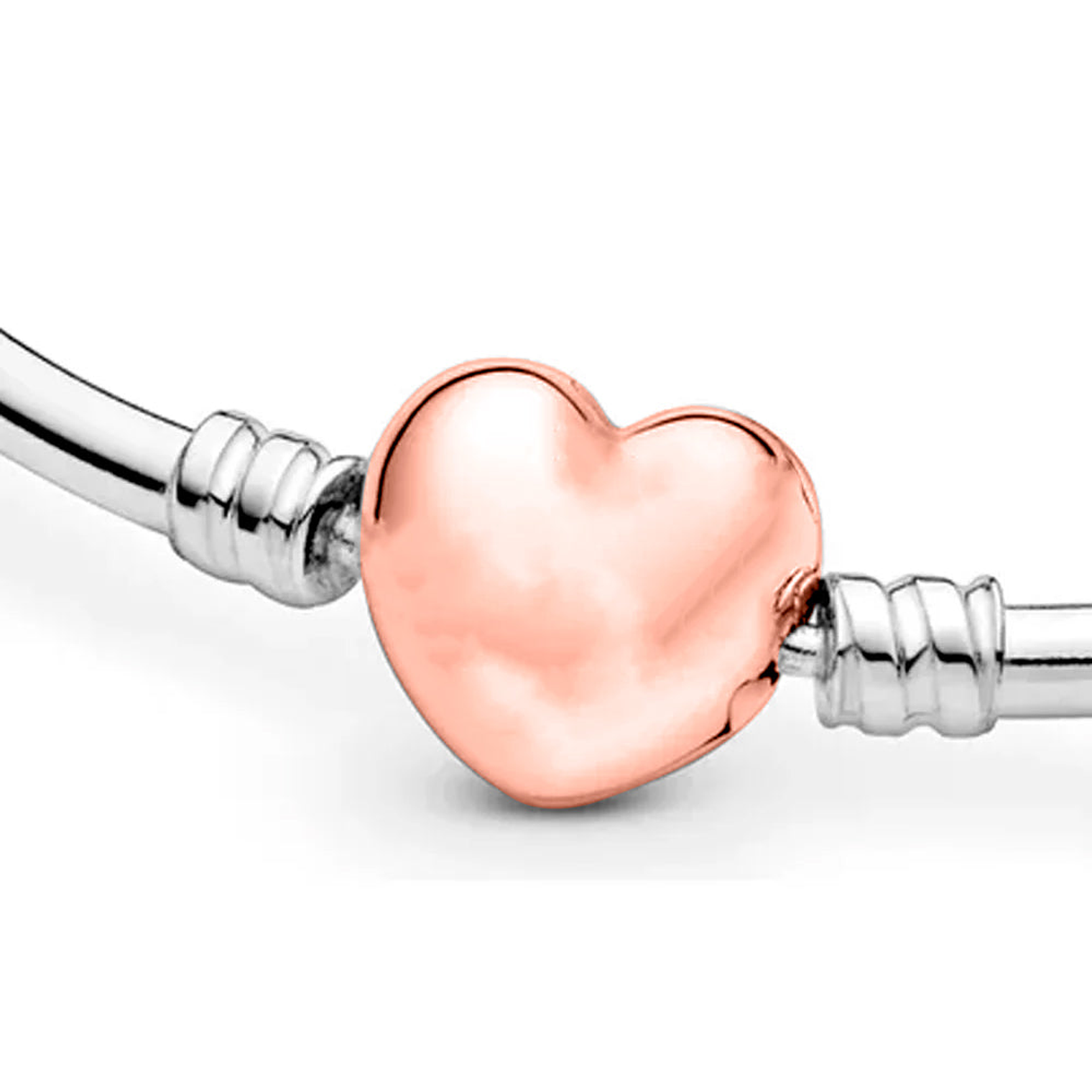 Pulsera Brazalete Pandora Cierre Corazón Rosa con Logo Pandora 586268 Plata 925 Talla 18cm 3