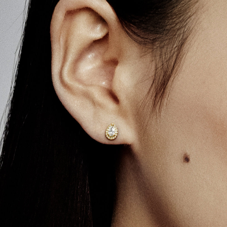 Aretes Pendientes Pandora Tipo Topo Gota Dorada 266252CZ Plata 925 4