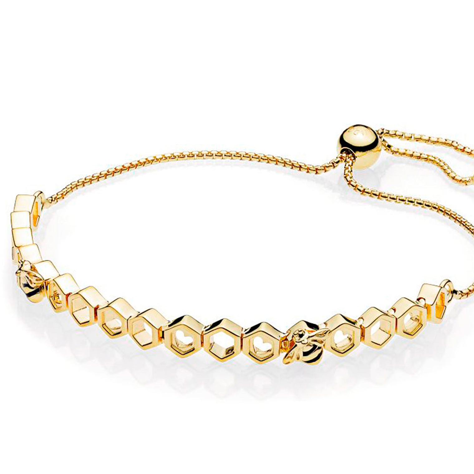 Pulsera Brazalete Pandora Panal de Abejas Bañado en Oro 567109EN16 Plata 925 Talla 18cm 2