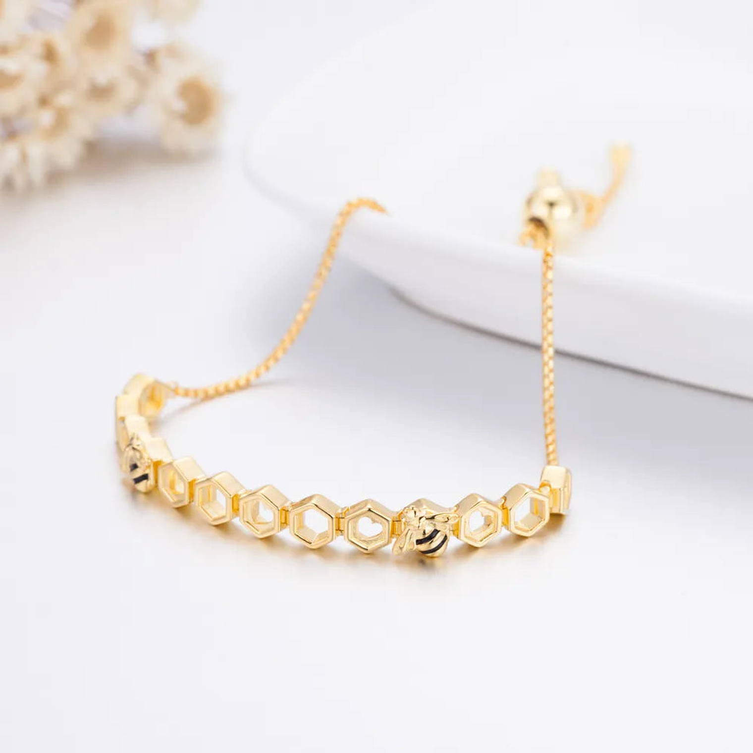 Pulsera Brazalete Pandora Panal de Abejas Bañado en Oro 567109EN16 Plata 925 Talla 18cm 3