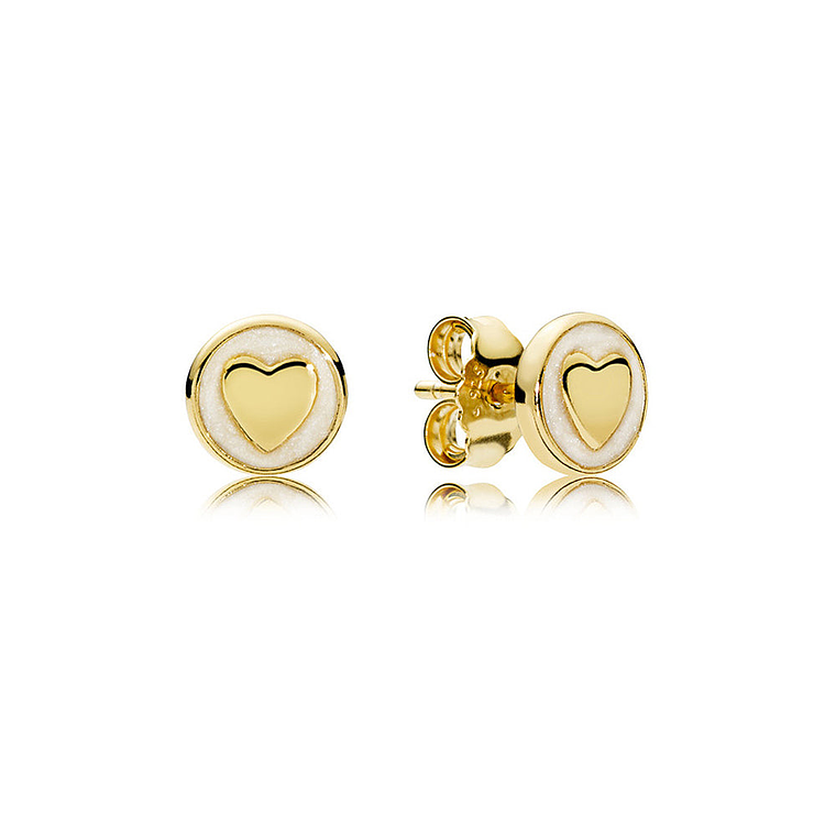 Aretes Pendientes Pandora Tipo Topo Corazones Dorados 267275En23 Plata 925 y Oro 14k 1
