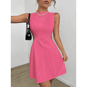 Vestido sin mangas Shein Ezwear Color Rosado con abertura lateral Talla S