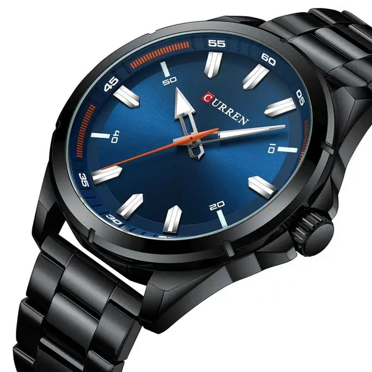 Reloj Análogo Curren Original KREc3601 para Hombre Acero Color Negro 2