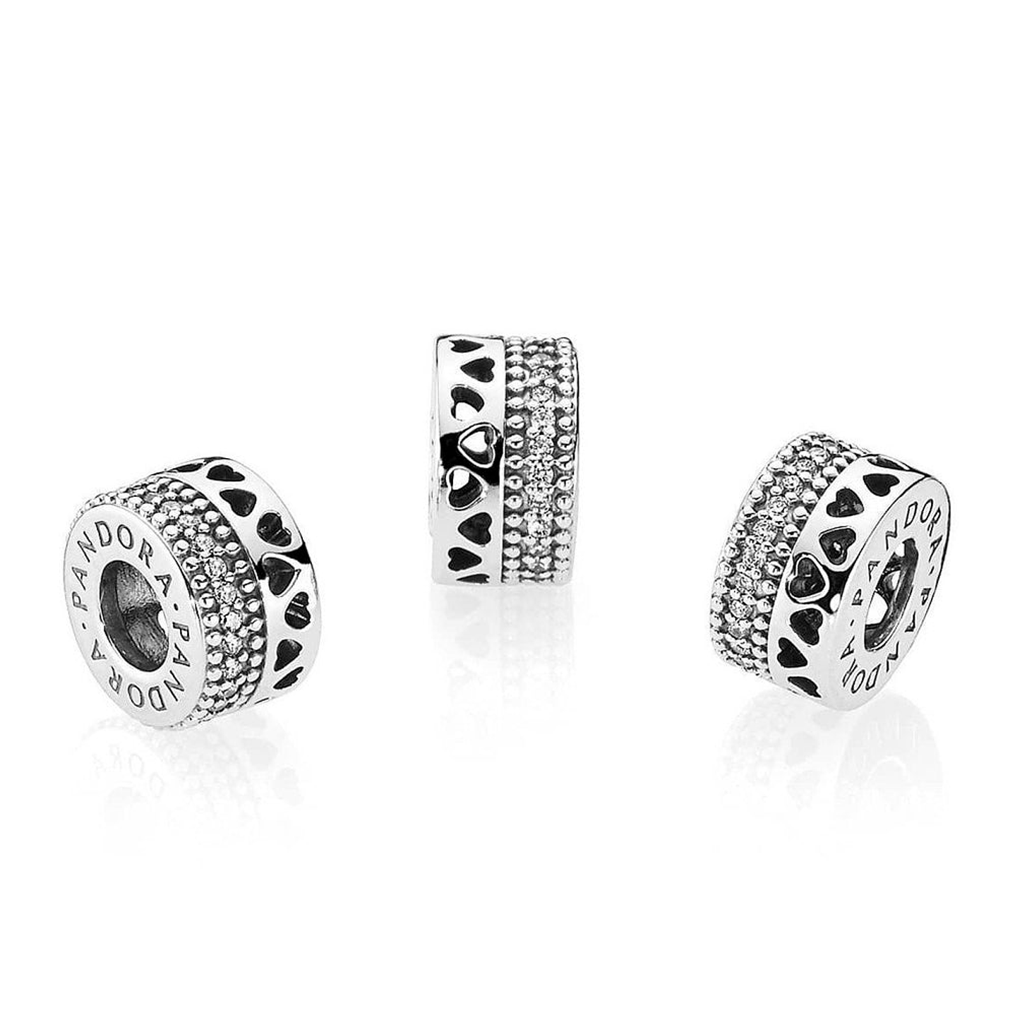 Clip Pandora Original para Mujer 797415CZ Colgante Espaciador de Corazones s925 4