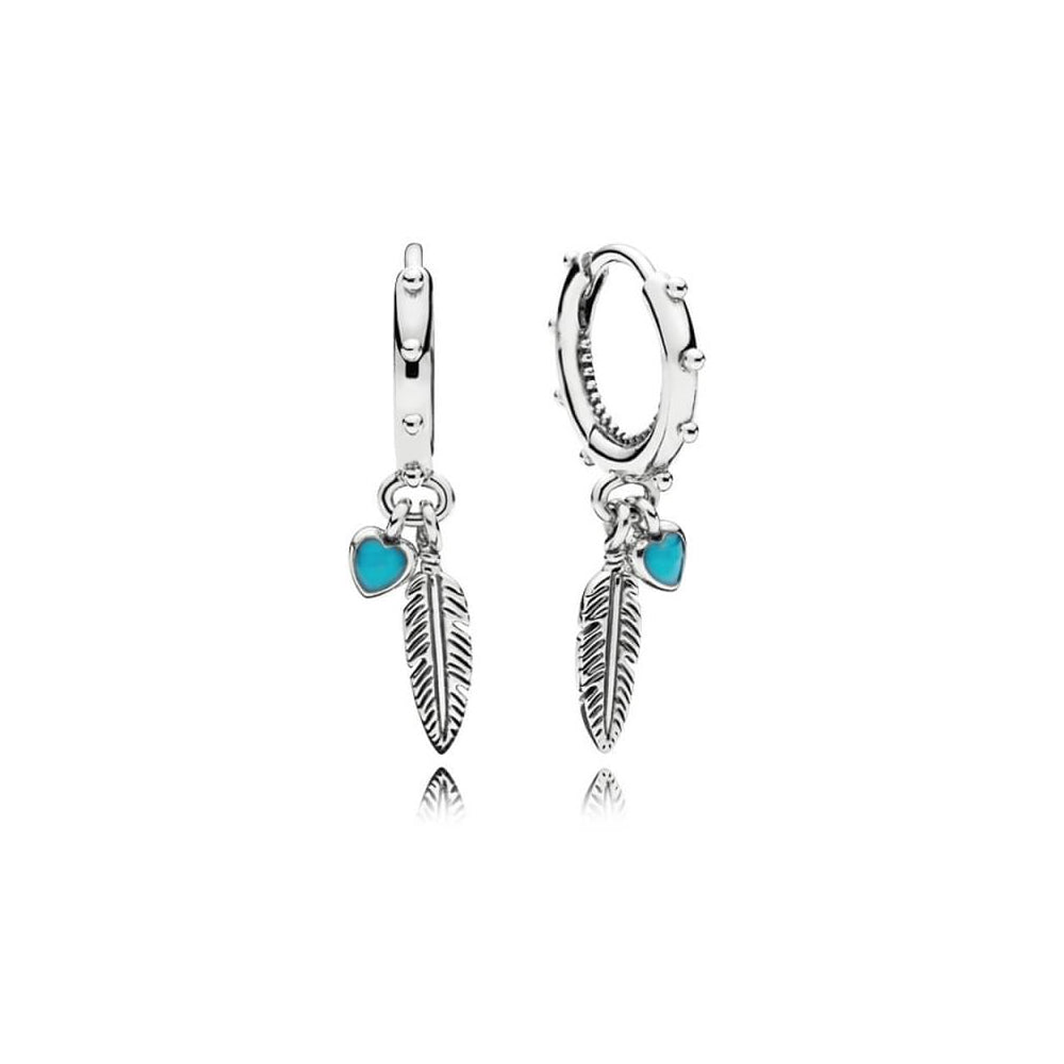 Aretes Pendientes Pandora Plumas Espirituales Boho Plateado 297205EN168 Plata 925 1