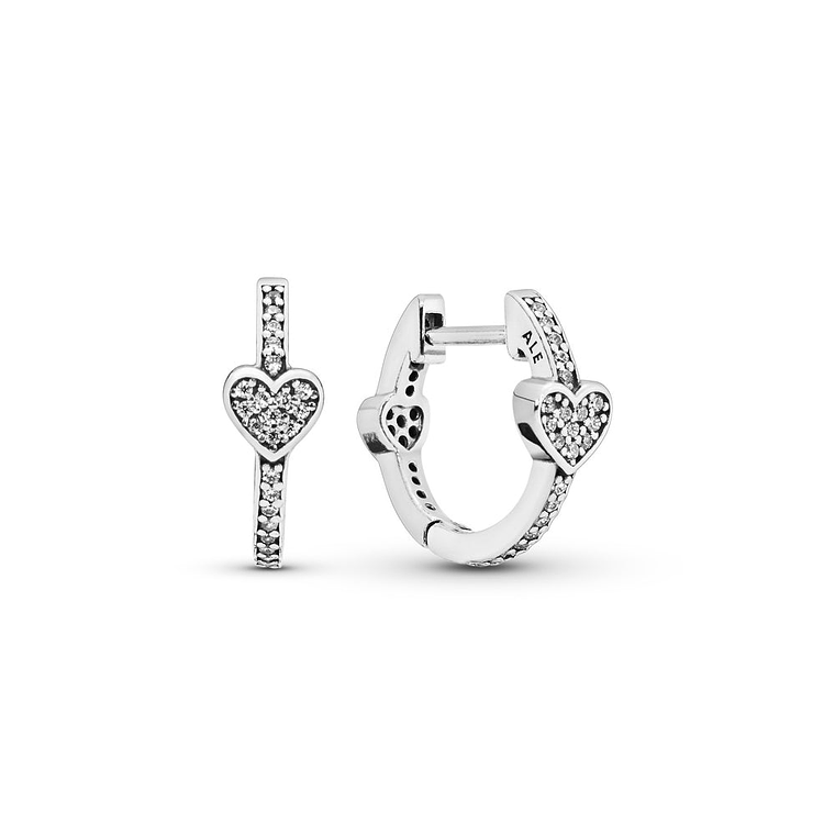 Aretes Pendientes Pandora Aro Pavé Corazón Seductor 297290CZ Plata 925 1