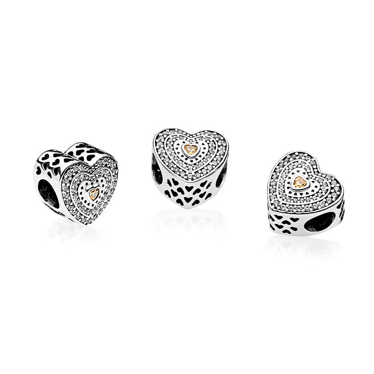 Charm Dije Pandora Original para Mujer 792081FCZ Corazón Lujoso de Mujer Plata 925 3