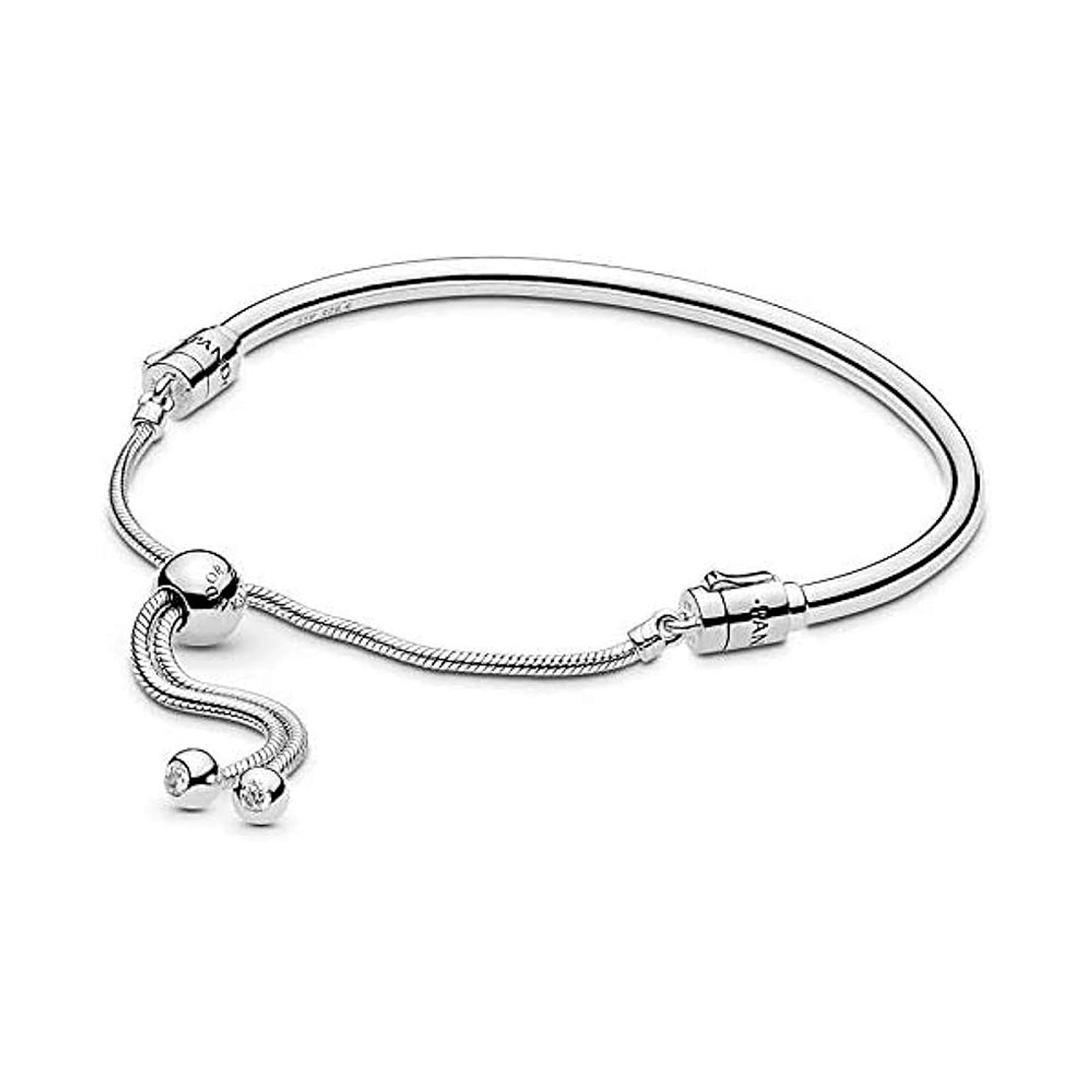 Pulsera Brazalete Pandora Liso Deslizante con Broche Removible 597953CZ Plata 925 Talla 18cm 1