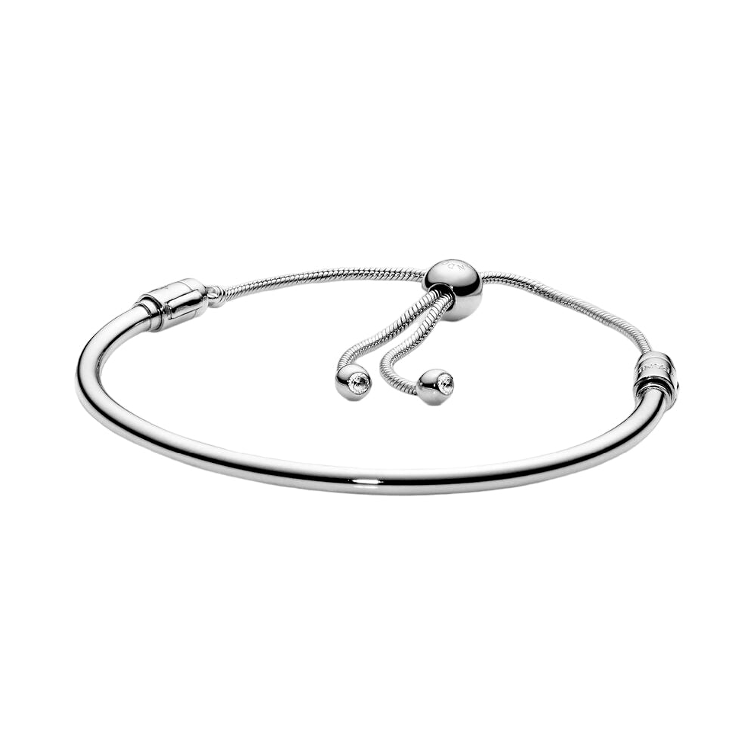 Pulsera Brazalete Pandora Liso Deslizante con Broche Removible 597953CZ Plata 925 Talla 18cm 2