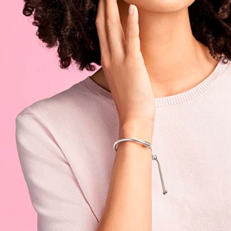 Pulsera Brazalete Pandora Liso Deslizante con Broche Removible 597953CZ Plata 925 Talla 18cm 4