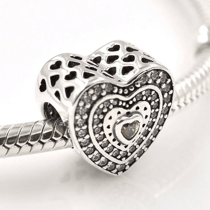 Charm Dije Pandora Original para Mujer 792081FCZ Corazón Lujoso de Mujer Plata 925 5