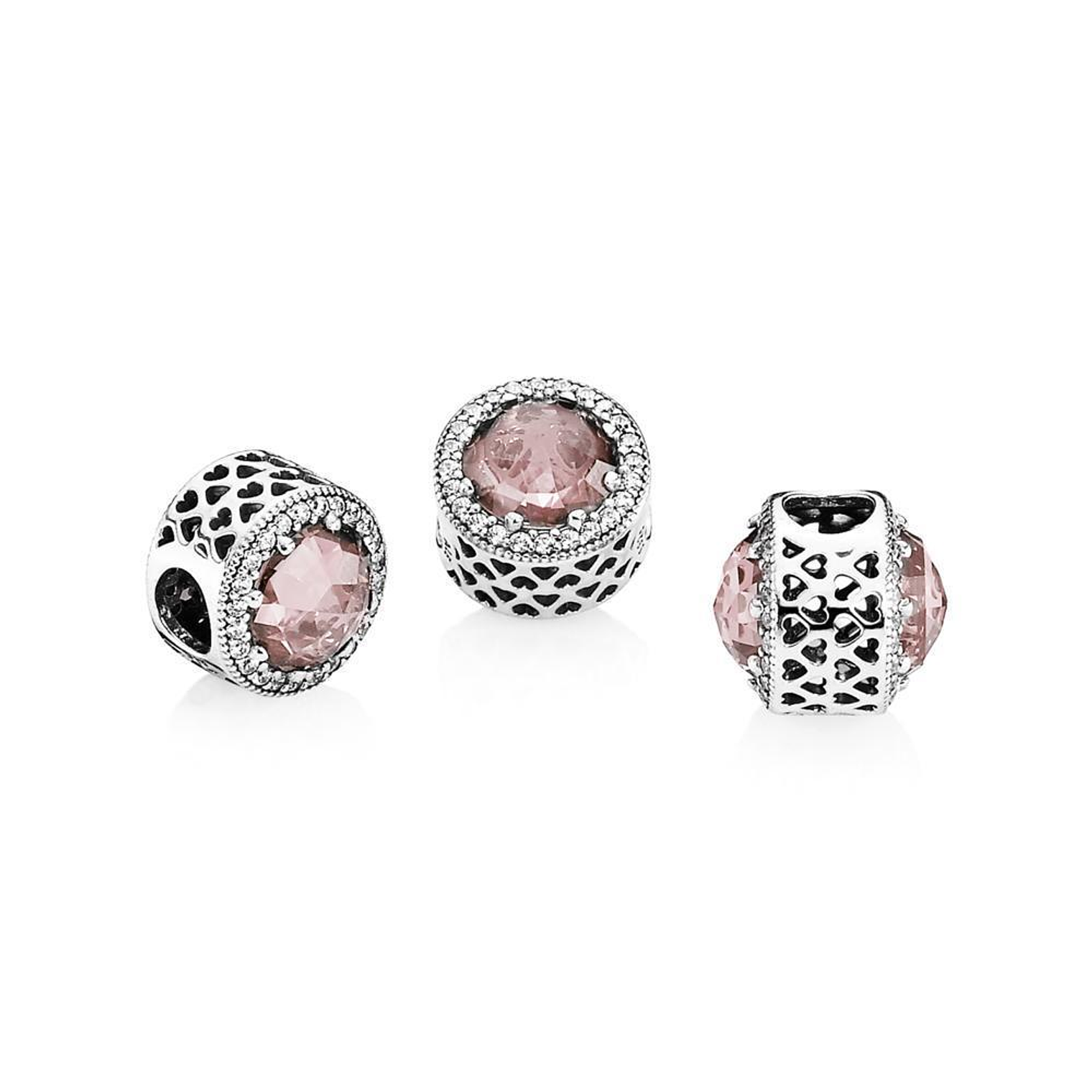 Charm Dije Pandora Original para Mujer 791725NBP Corazones Radiantes Rubor Rosa 2