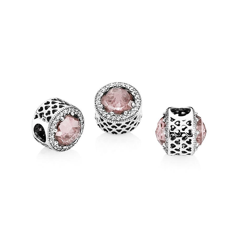 Charm Dije Pandora Original para Mujer 791725NBP Corazones Radiantes Rubor Rosa 2