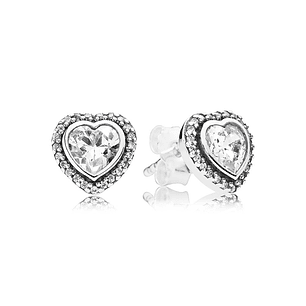 Aretes Pendientes Pandora Corazon Brillante Detalles en Circonita 290568CZ Plata 925