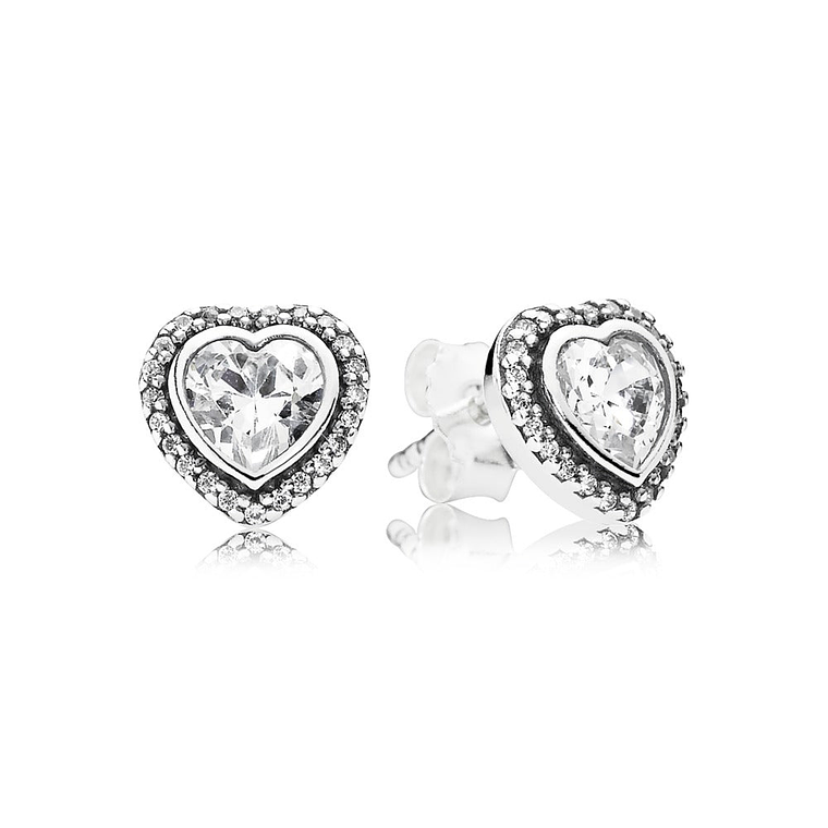 Aretes Pendientes Pandora Corazon Brillante Detalles en Circonita 290568CZ Plata 925 1