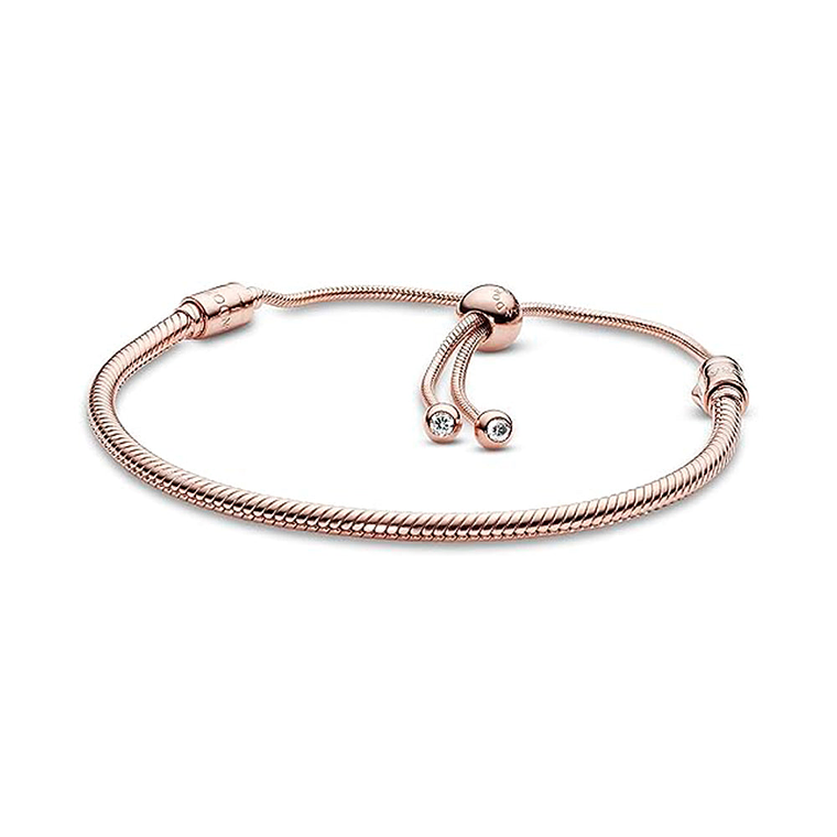 Pulsera Brazalete Pandora con Ajuste Extraible Bañado en Oro Rosa 587125CZ Plata 925 Talla 18cm 1