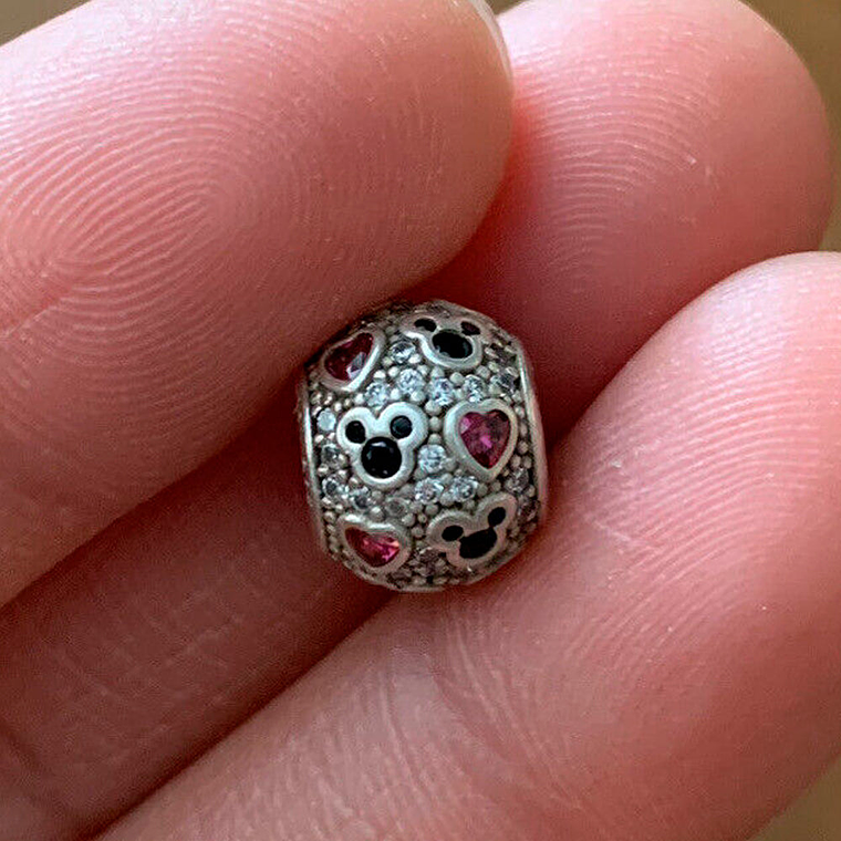 Charm Dije Pandora Original para Mujer 791457CZ Corazones y Mickey Relucientes Plata 925 3