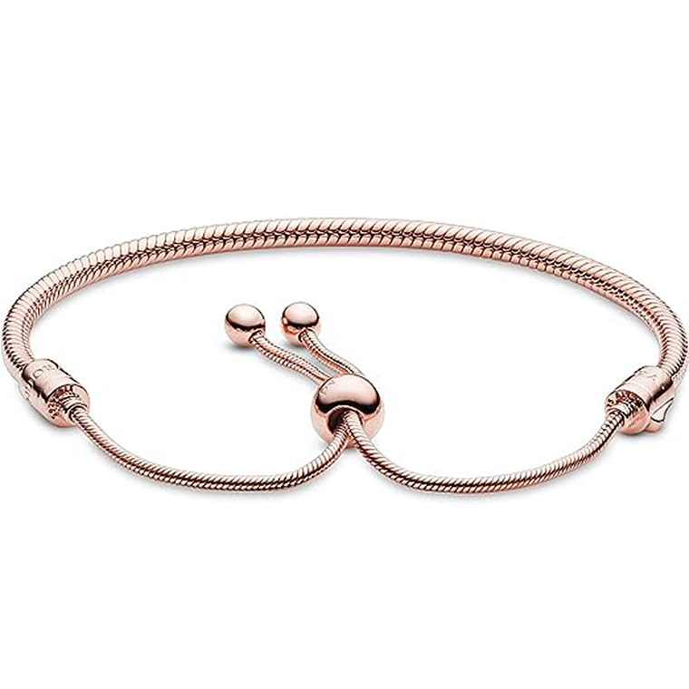 Pulsera Brazalete Pandora con Ajuste Extraible Bañado en Oro Rosa 587125CZ Plata 925 Talla 18cm 2