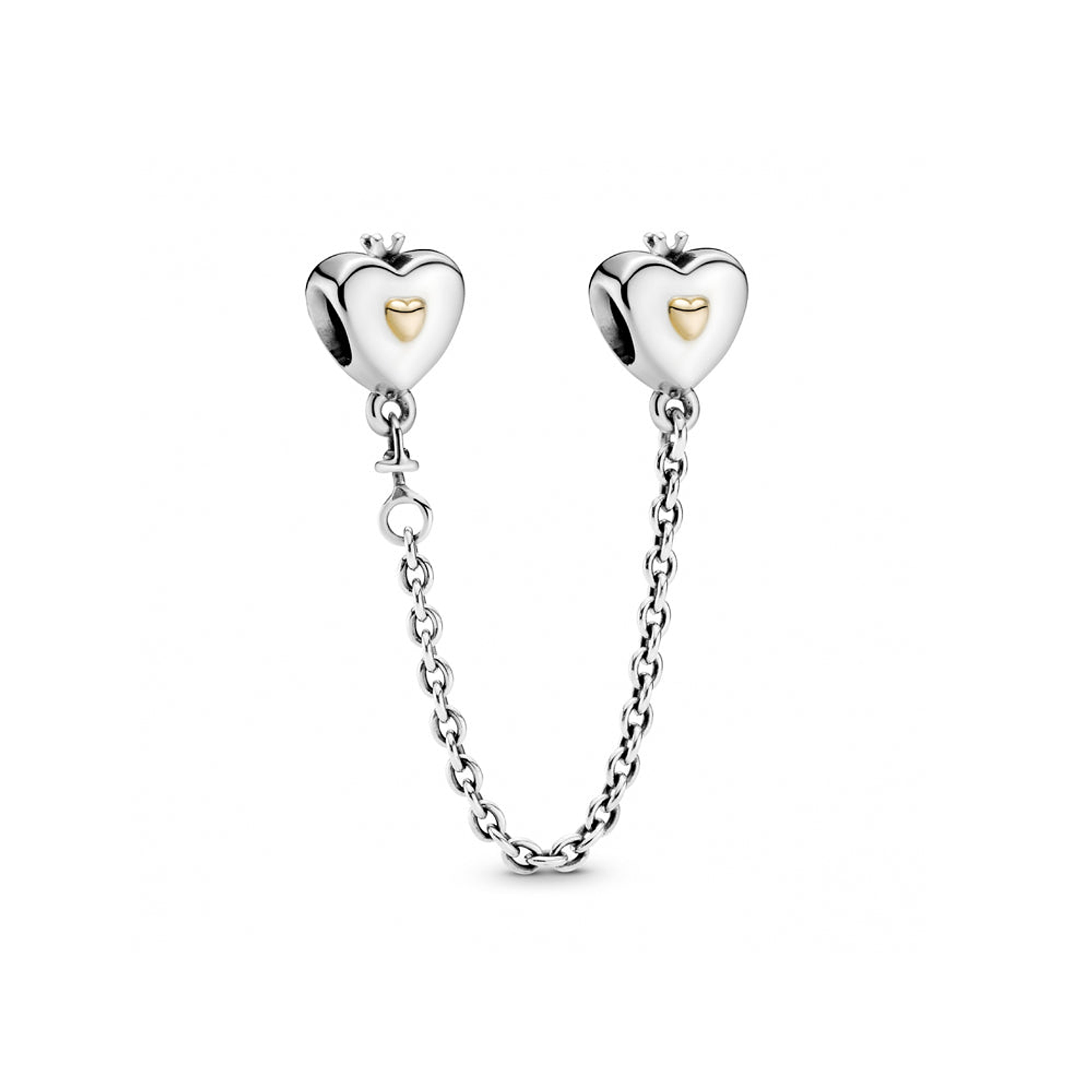 Cadena de Seguridad Pandora con Corazónes de Oro y Coronas 791878-05 en Plata 925 1