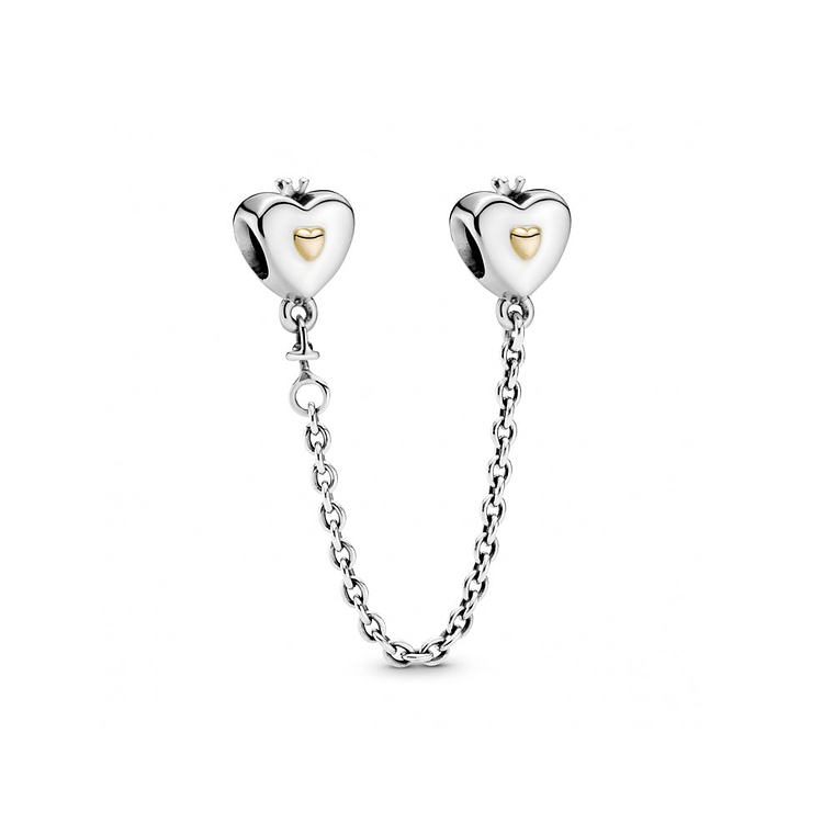 Cadena de Seguridad Pandora con Corazónes de Oro y Coronas 791878-05 en Plata 925 1