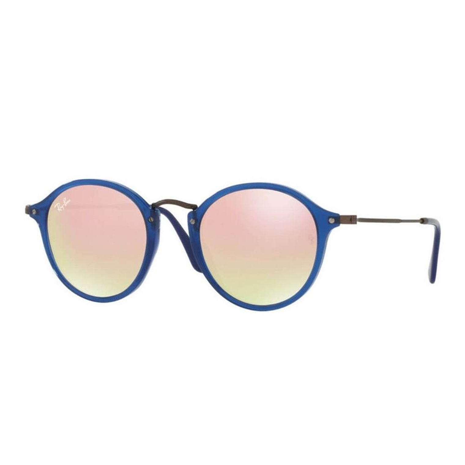 Lentes de Sol Ray Ban Round Icon Flat RB2447N 6254/7O Color Azul Talla 49mm 1