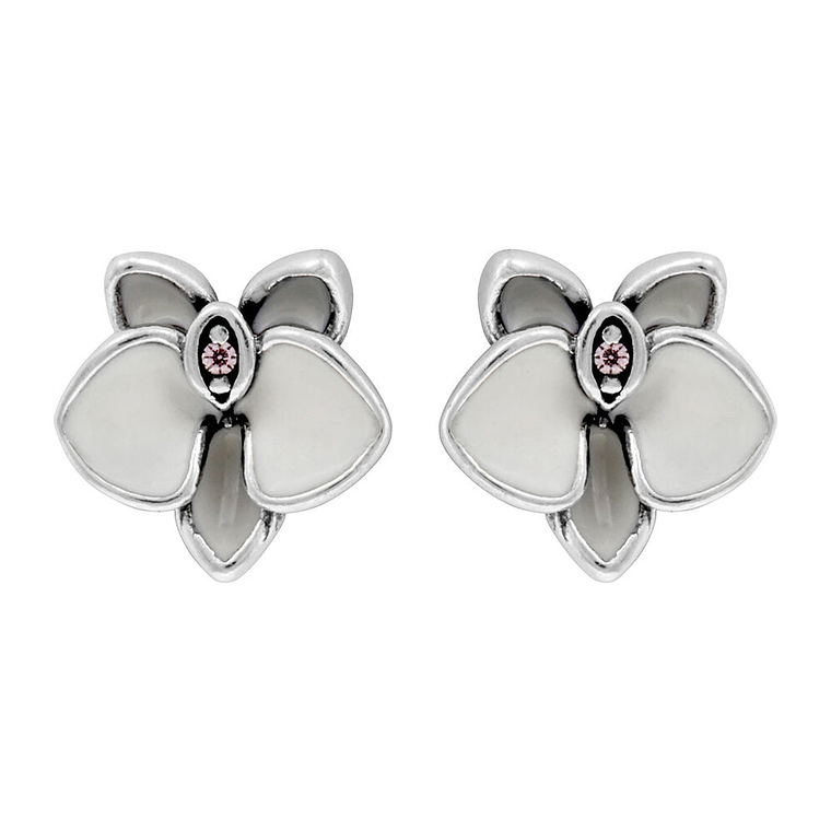 Aretes Pendientes Pandora Orquidea Blanca y Detalle en Circonita 290749EN12 Plata 925 1