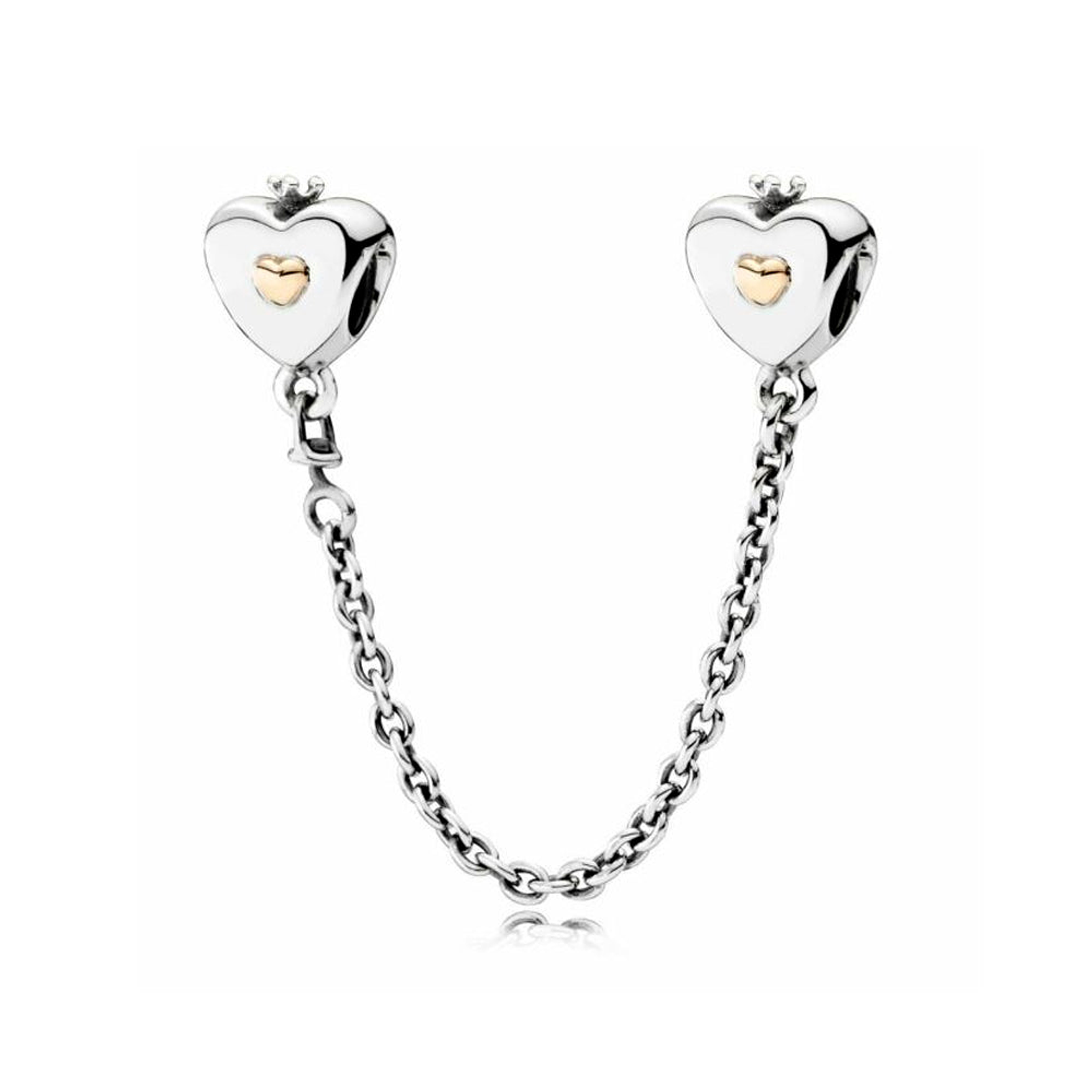 Cadena de Seguridad Pandora con Corazónes de Oro y Coronas 791878-05 en Plata 925 2