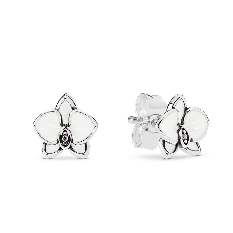 Aretes Pendientes Pandora Orquidea Blanca y Detalle en Circonita 290749EN12 Plata 925 2