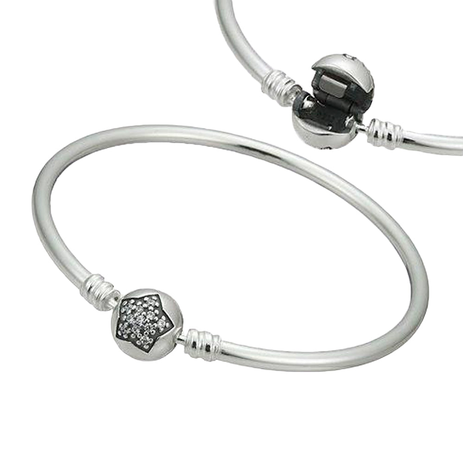 Pulsera Brazalete Liso Pandora Estrella Reluciente 590720CZ Plata 925 Talla 18cm 4
