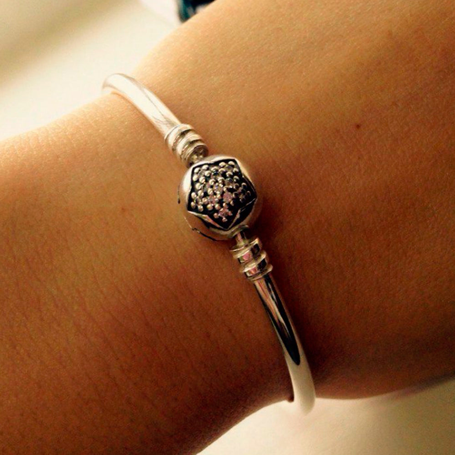 Pulsera Brazalete Liso Pandora Estrella Reluciente 590720CZ Plata 925 Talla 18cm 5