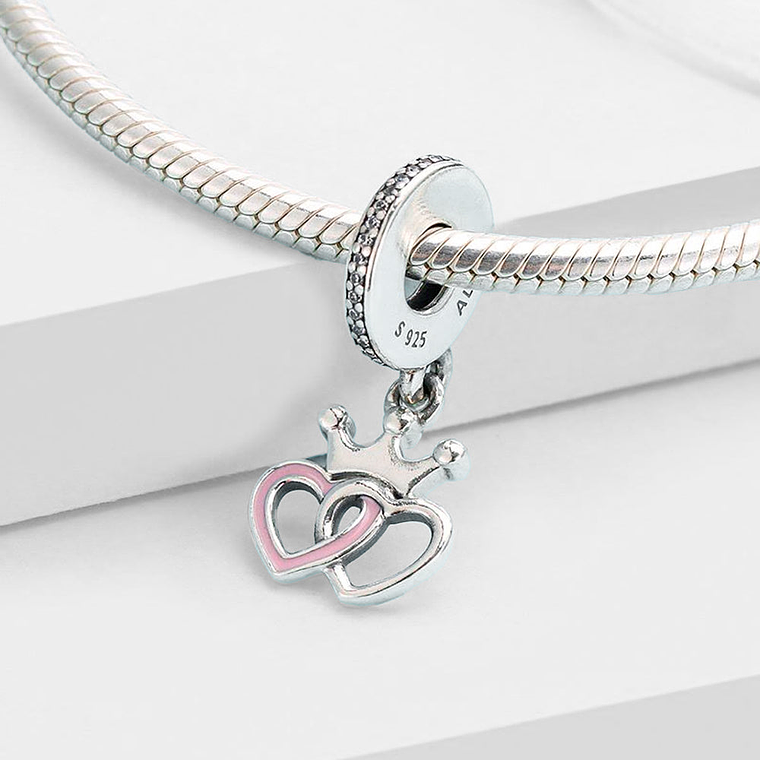Charm Colgante Pandora Original para Mujer 791963CZ Corazones Coronados s925 4