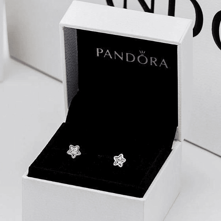 Aretes Pendientes Pandora Tipo Topo Estrella Brillante 290597CZ Plata 925 5