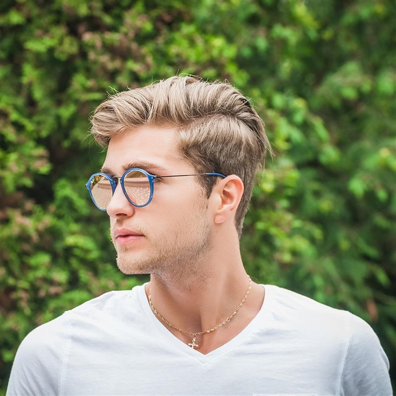 Lentes de Sol Ray Ban Round Icon Flat RB2447N 6254/7O Color Azul Talla 49mm 5