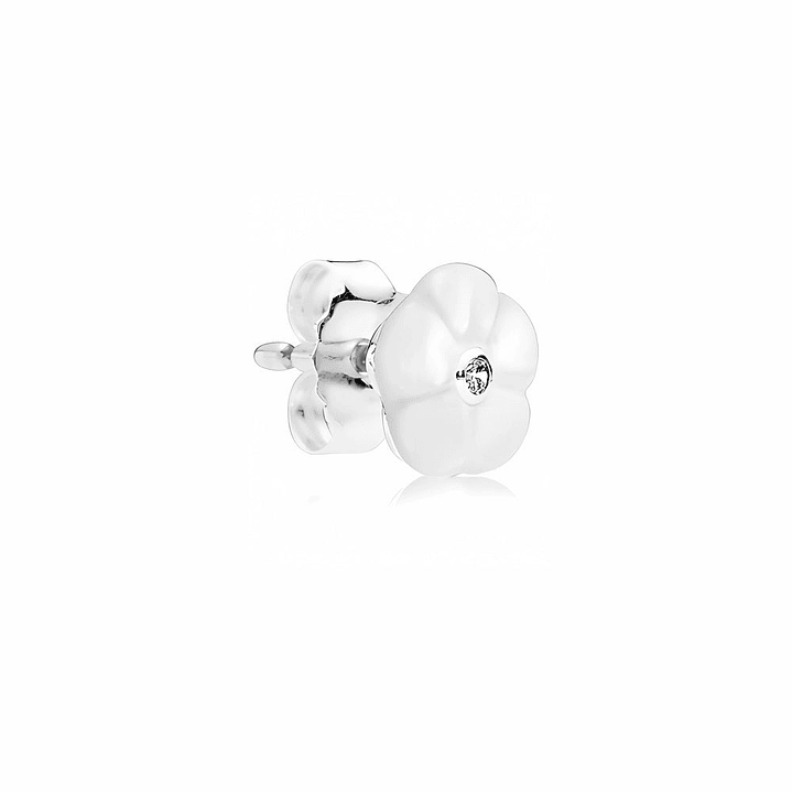 Aretes Pendientes Pandora Tipo Topo Flor Blanca Luminosa 290698MOP Plata 925 3