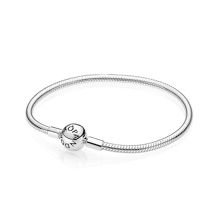 Pulsera Brazalete Pandora Cadena de Serpiente Cierre Rosa 590728 Plata 925 Talla 18cm 1