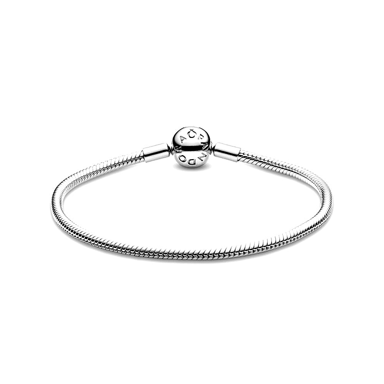Pulsera Brazalete Pandora Cadena de Serpiente Cierre Rosa 590728 Plata 925 Talla 18cm 2