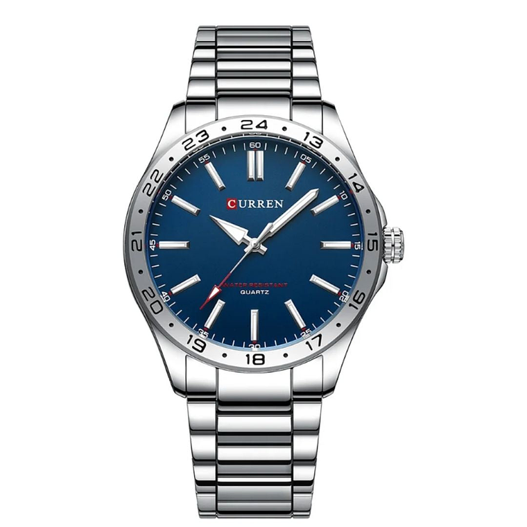 Reloj Análogo Curren Original para Hombre KRED9303 Azul en Acero Inoxidable Color Plateado 1