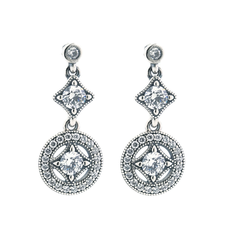 Aretes Pendientes Pandora Atraccion Vintage con Circonitas 290722C Plata 925 1