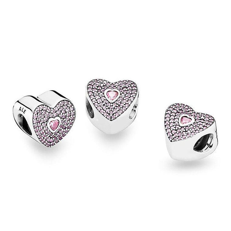 Charm Dije Pandora Original para Mujer 791555CZS Amor Rosa Heart Plata s925 2